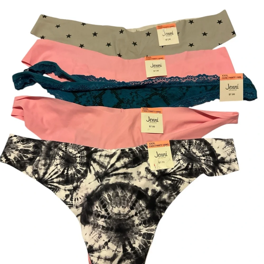 Jenni Pink and Blue Panties Set with Assorted Colors and Patterns